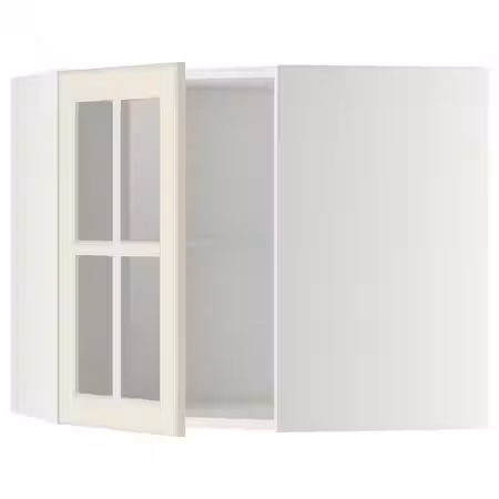 METOD Углов навесн шкаф с полками/сткл дв