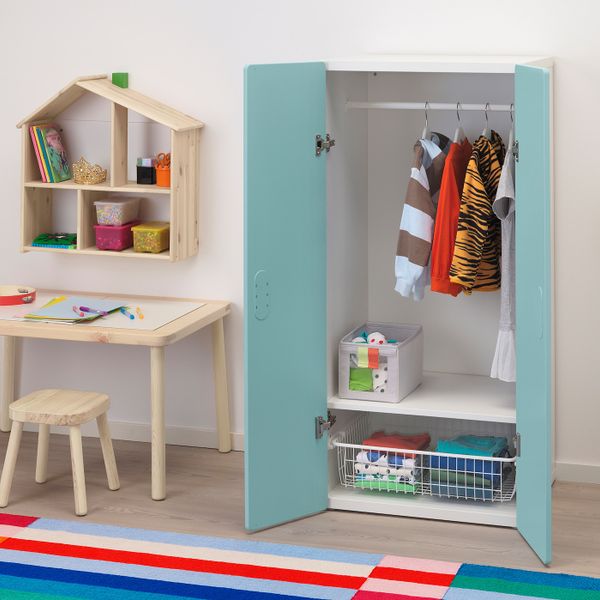 Шкаф платяной, белый/голубой 60x50x128 см IKEA STUVA СТУВА / FRITIDS ФРИТИДС 392.527.99 - схема-чертеж с размерами