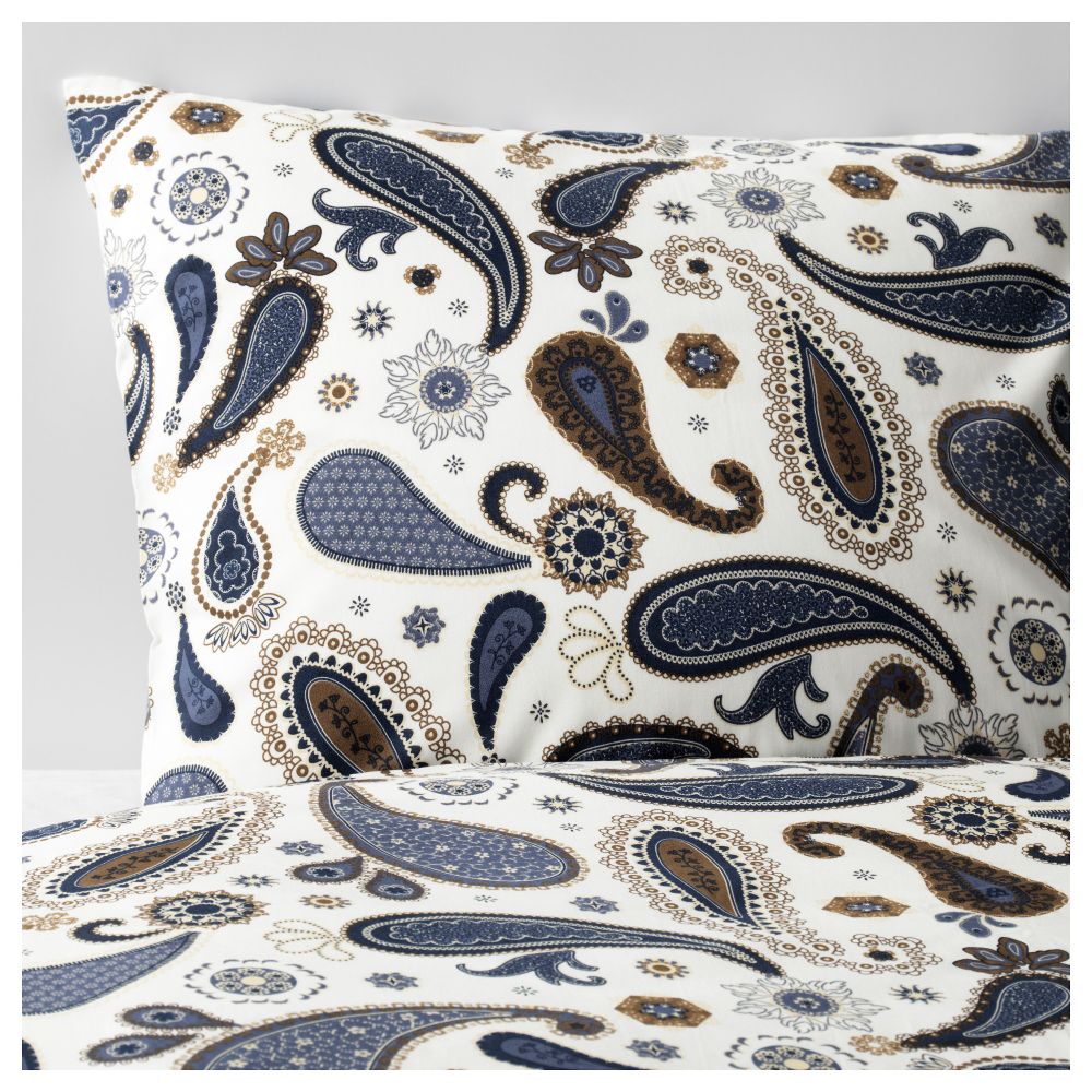 Пододеяльник и 2 наволочки СОТБЛОМСТЕР, белый, синий (200x200/50x70 см) - фото 1