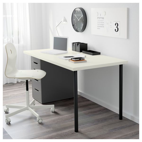 Стол ЛИННМОН / АЛЕКС, белый, серый (150x75 см) - фото 2