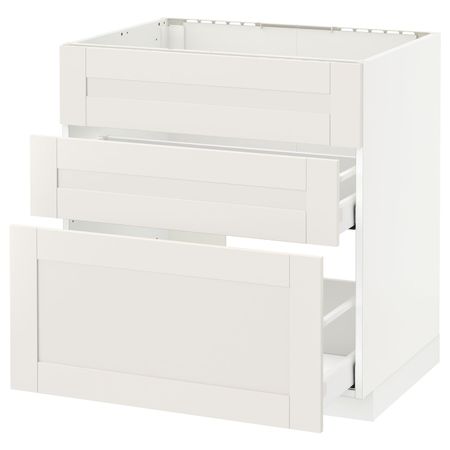 Напольный шкаф под мойку + 3 фронтальных панели/2ящ, белый/Сэведаль белый 80x60 см IKEA METOD МЕТОД / MAXIMERA МАКСИМЕРА