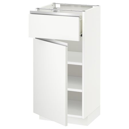 Напольный шкаф с ящиком, дверью МЕТОД / ФОРВАРА, белый, Нодста белый