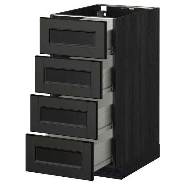 Напольный шкаф 4 фронтальных панели/4 ящика МЕТОД / ФОРВАРА, черный, Лаксарби черно-коричневый - схема-чертеж с размерами