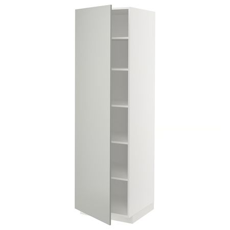 METOD Высокий шкаф с полками - белый/Havstorp светло-серый 60x60x200 см