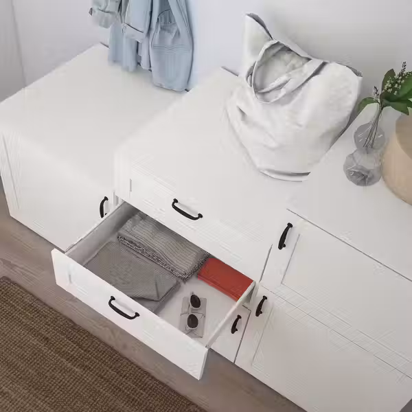 PLATSA Шкаф с дверцами и ящиками - белый/Sannidal белый 180x57x103 см - фото 3