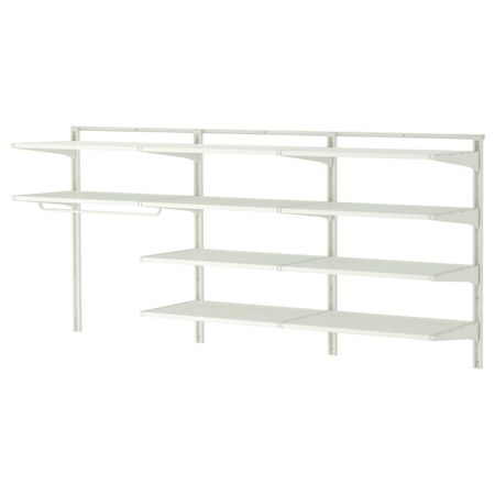 Настенная шина, полки/штанга, белый 190x40x84 см IKEA АЛЬГОТ 292.304.11