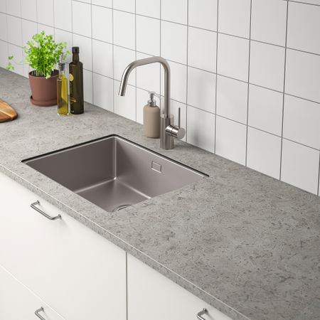 Установка мойки снизу, для столешниц под заказ из ламината IKEA HACKBOL 604.969.17