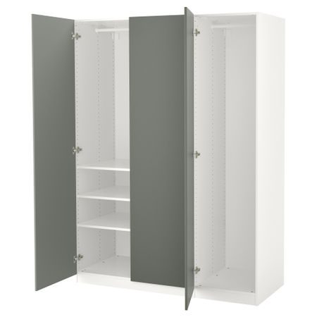 Гардероб, белый, Reinsvoll серо-зеленый, 150x60x201 см IKEA PAX ПАКС 392.216.75