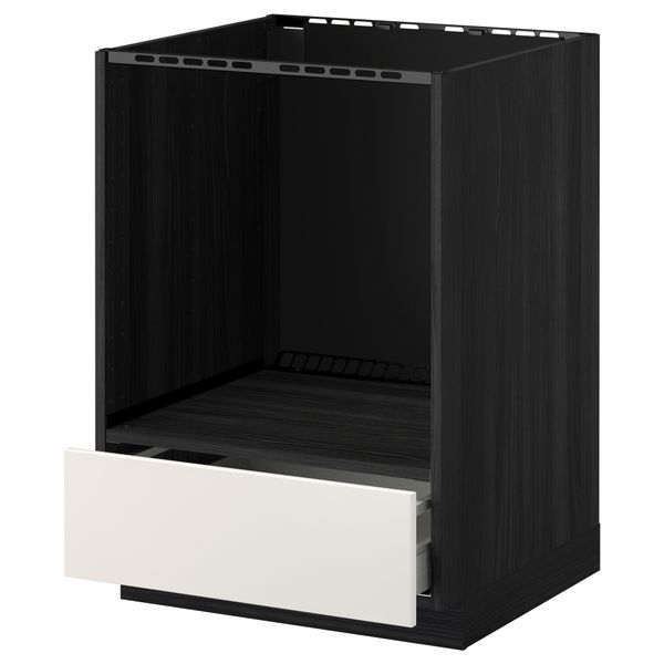 Напольный шкаф для духовки, с ящиком МЕТОД / МАКСИМЕРА, черный, Веддинге белый (60x60 см) - схема-чертеж с размерами