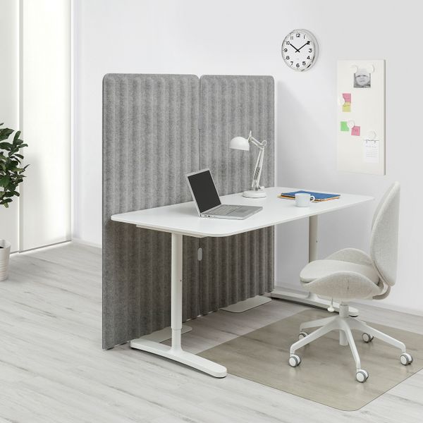 Стол с экраном, белый, серый 160x80 150 см IKEA BEKANT БЕКАНТ 793.874.52 - схема-чертеж с размерами