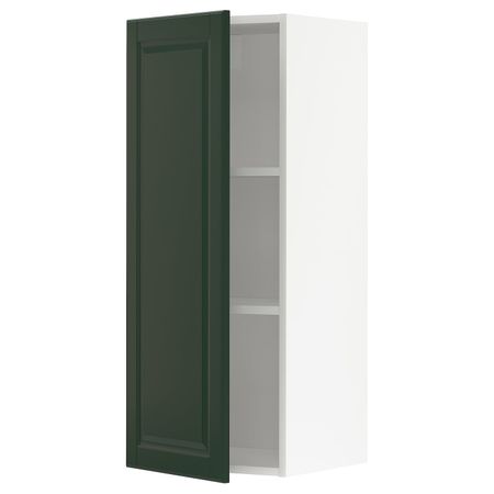 Шкаф навесной с полкой, белый/Будбин темно-зеленый 40x100 см IKEA METOD МЕТОД 093.122.38
