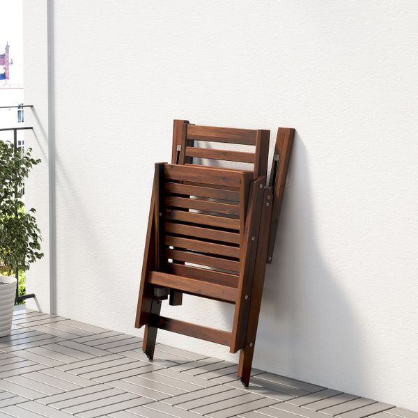 Садовое кресло, регулируемая спинка, складной коричневая морилка IKEA ÄPPLARÖ ЭПЛАРО 003.763.43 - фото 6