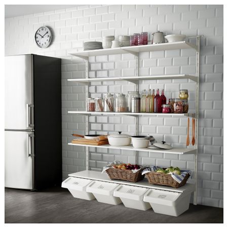 Настенная шина, полка, крючок АЛЬГОТ, белый (176x41x199 см)