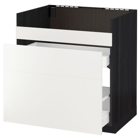 Напольный шкаф под мойку ДУМШЁ, 3 фасада, 2 ящика МЕТОД / МАКСИМЕРА, черный, Хэггеби белый