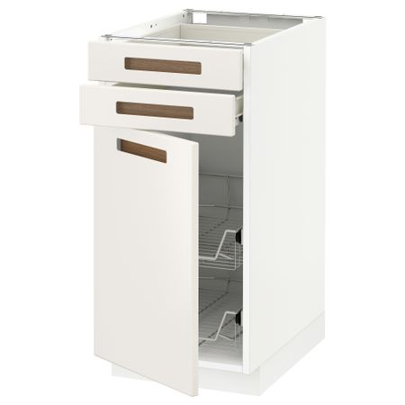 Напольный шкаф, дверца, 2 ящика, проволочных корзин МЕТОД / ФОРВАРА, белый, Мэрста белый