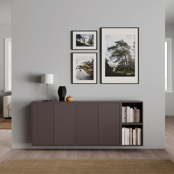 Комбинация настенных шкафов, темно-серый 175x25x70 см IKEA EKET ЭКЕТ 392.864.07 - схема-чертеж с размерами