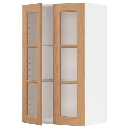 Навесной шкаф, полки, 2 стеклянные двери, 60x100 см, белый IKEA METOD МЕТОД 194.380.63
