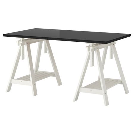 Стол КЛИМПЕН / ФИНВАРД, черный, белый (150x75 см)