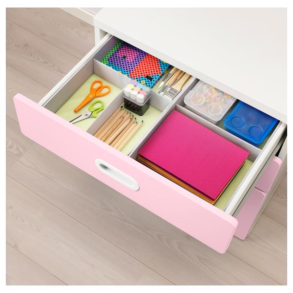 Комод с 3 ящиками, белый/светло-розовый 60x64 см IKEA STUVA СТУВА / FRITIDS ФРИТИДС 392.622.27 - схема-чертеж с размерами