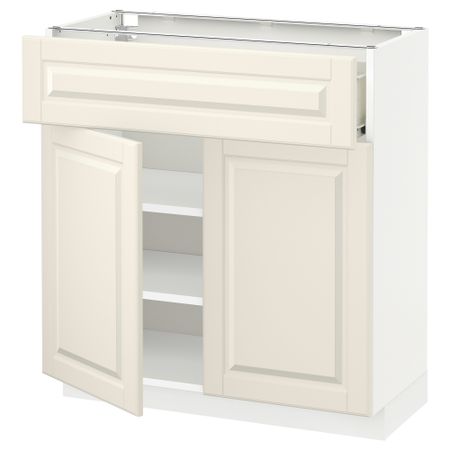 Напольный шкаф + ящик, 2 дверцы МЕТОД / ФОРВАРА, белый, Будбин белый с оттенком