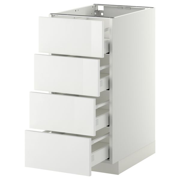 Напольный шкаф 4 фронтальных панели, 4 ящика МЕТОД / МАКСИМЕРА, белый, Рингульт белый - схема-чертеж с размерами