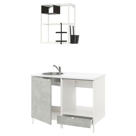 Кухня, 123x63.5x222 см, белый, под бетон IKEA BEGIVENHET БЕГИВЕНХЕТ 793.370.61