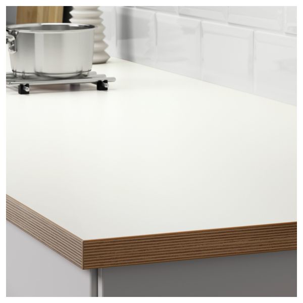 Столешница, двусторонняя БЕРГСТЕНА, белый, темно-серый с окантовкой под дерево - фото 5