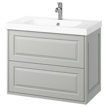 TÄNNFORSEN / ORRSJÖN Шкаф с ящиками/раковина/смеситель - светло-серый 82x49x69 см