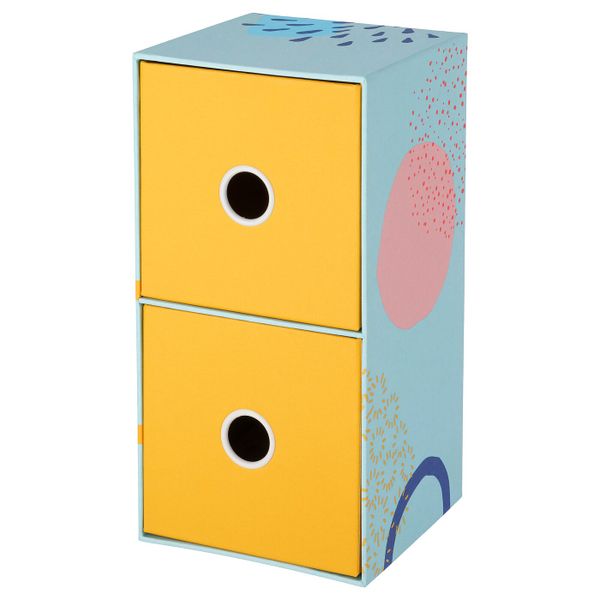 Мини-комод с 2 ящиками, разноцветный, 25x13 см IKEA ЛАНКМОЙ 104.340.45 - фото 1