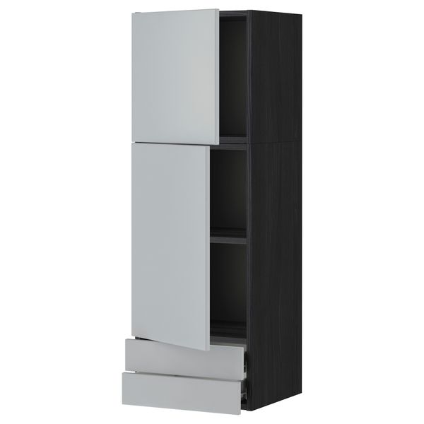 Навесной шкаф, 2 дверцы, 2 ящика МЕТОД / ФОРВАРА, черный, Веддинге серый - фото 1