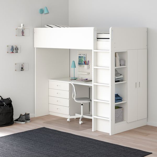 Кровать-чердак, 4 ящика, 2 дверцы, белый/белый 207x99x182 см IKEA СТУВА / ФРИТИДС 592.621.65 - фото 2