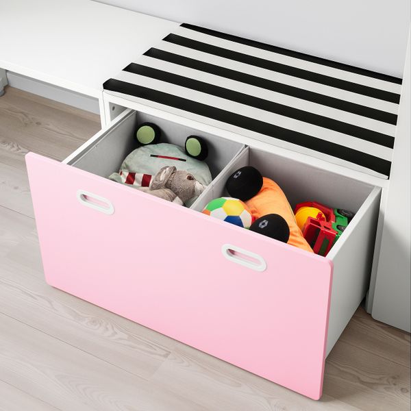 Комбинация для хранения, белый/светло-розовый 300x50x128 см IKEA СТУВА / ФРИТИДС 892.672.51 - схема-чертеж с размерами