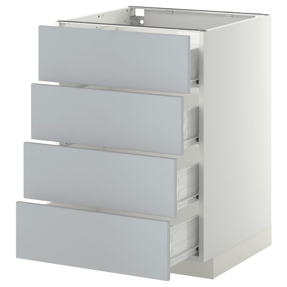 Напольный шкаф 4 фронтальных панели, 4 ящика МЕТОД / ФОРВАРА, белый, Веддинге серый - схема-чертеж с размерами