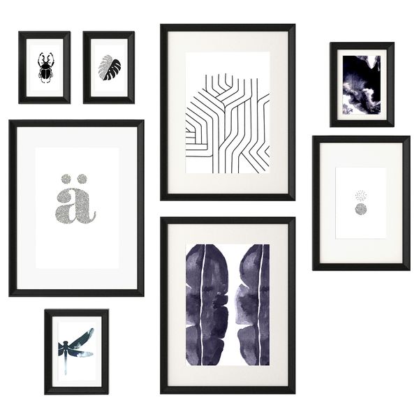 Рама с постером, 8 предмета КНОППЭНГ, черный - фото 1