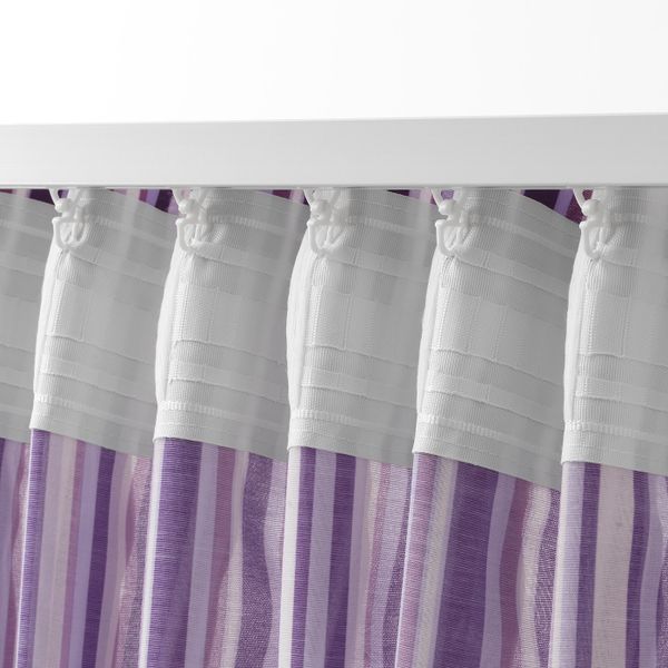 Гардины, 1 пара, сиреневый/в полоску 145x300 см IKEA ПРАКТКЛОККА 204.363.60 - фото 3