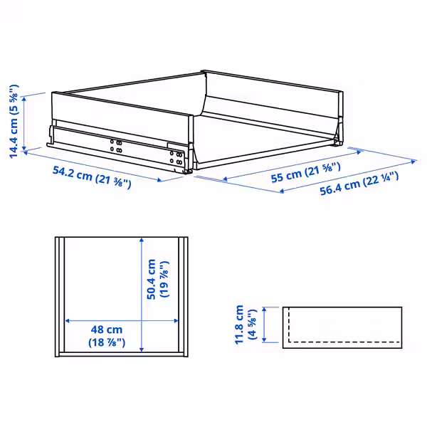 KNIVSHULT Ящик, средний - темно-серый 60x60 см - схема-чертеж с размерами