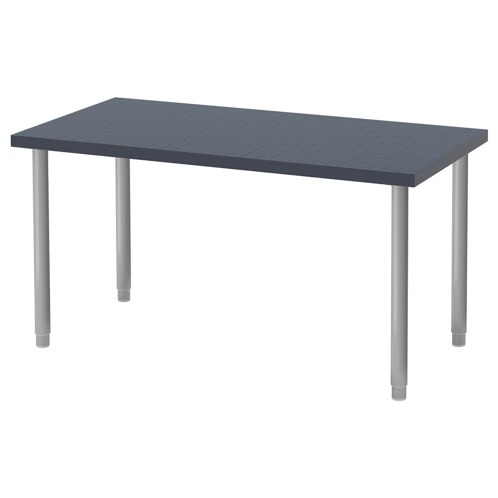 Стол, геометрический синий, серебристый 120x60 см IKEA ЛИННМОН / ОЛОВ 893.047.10 - фото 1
