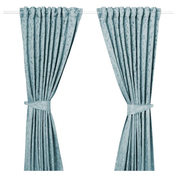 Гардины с прихватом, 2 шт., синий 145x300 см IKEA LISABRITT ЛИЗАБРИТТ 203.967.12 - фото 1