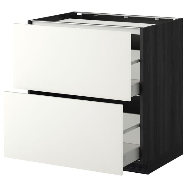 Напольный шкаф, 2 фронтальных панели, 3 ящика МЕТОД / МАКСИМЕРА, черный, Хэггеби белый - фото 1