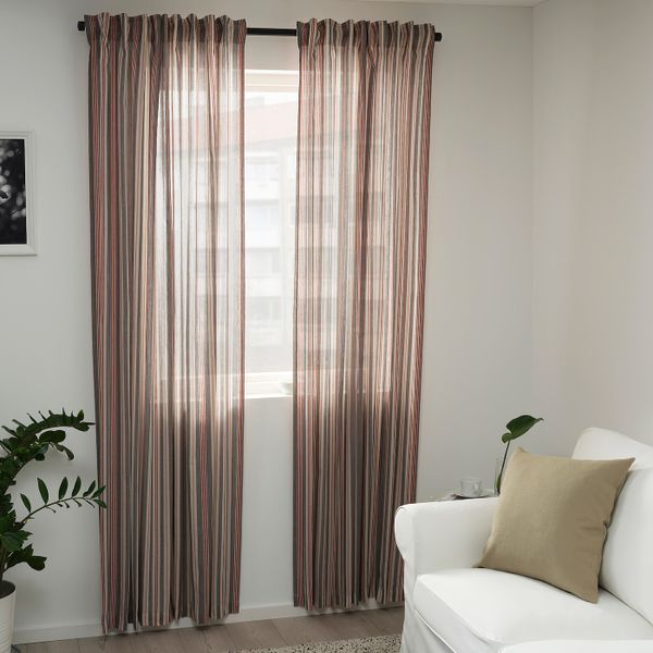 Гардины, 2 шт., серый/красный в полоску 145x300 см IKEA BERGSKRABBA БЕРГСКРАББА 204.508.60 - схема-чертеж с размерами