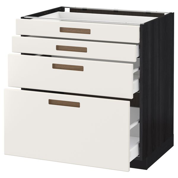 Напольный шкаф 4 фронтальных панели, 4 ящика МЕТОД / МАКСИМЕРА, черный, Мэрста белый - схема-чертеж с размерами