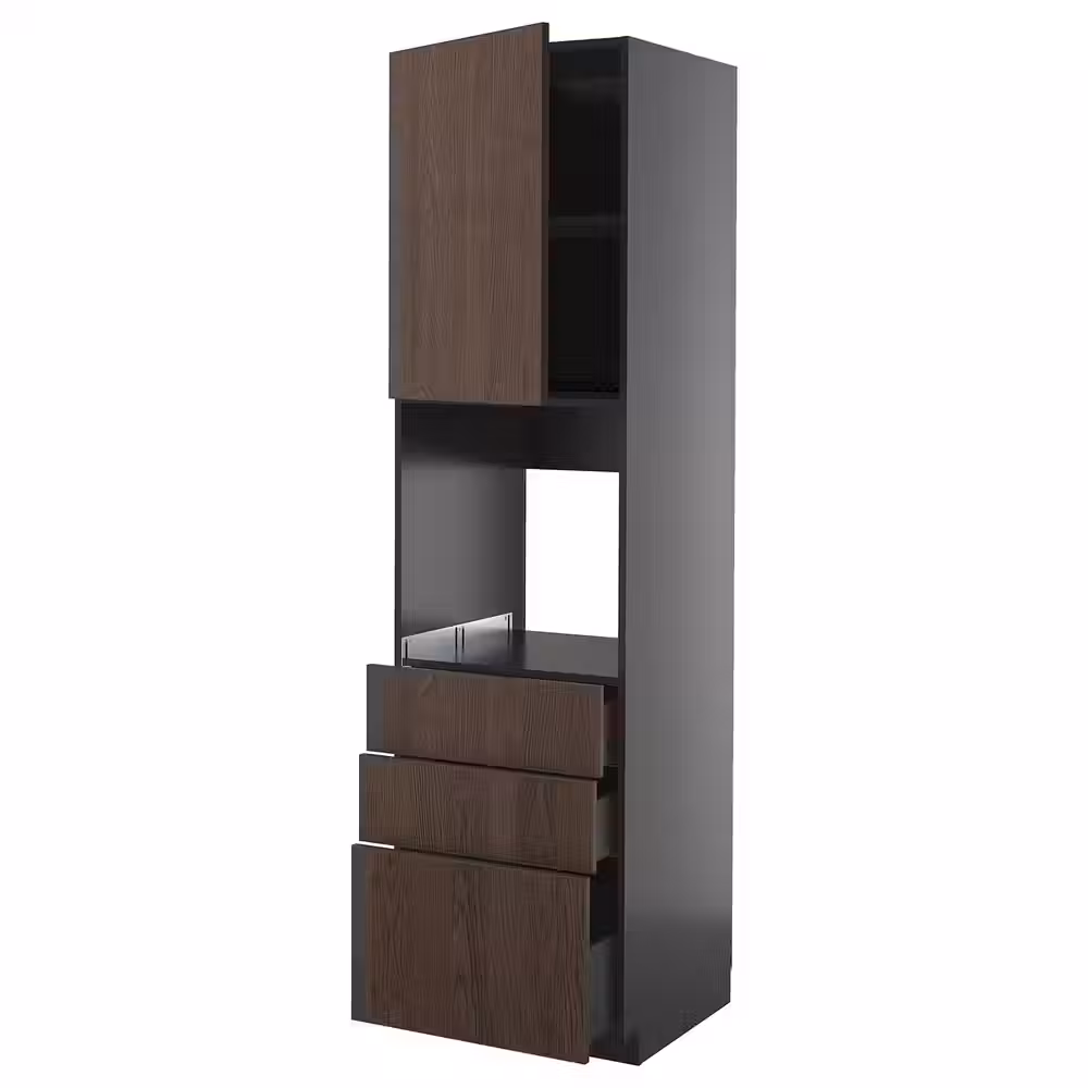 METOD / KNIVSHULT Высокий шкаф д/духовки/дверь/3ящика - фото 1