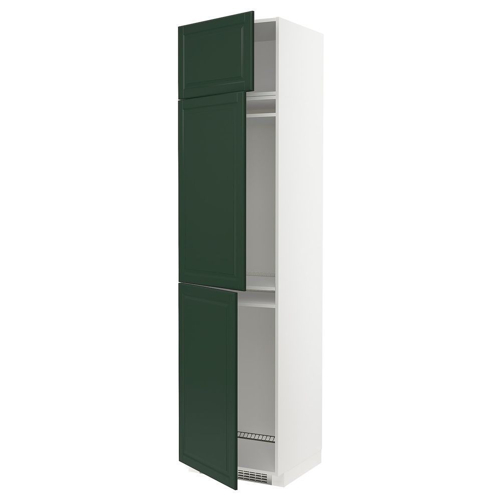 Высокий шкаф для холодильника или морозильника, с 3 дверями, белый/Будбин темно-зеленый 60x60x240 см IKEA METOD МЕТОД 693.120.23 - фото 1