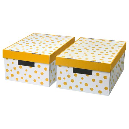 Коробка с крышкой, точечный/оранжевый 28x37x18 см IKEA PINGLA ПИНГЛА 204.690.77