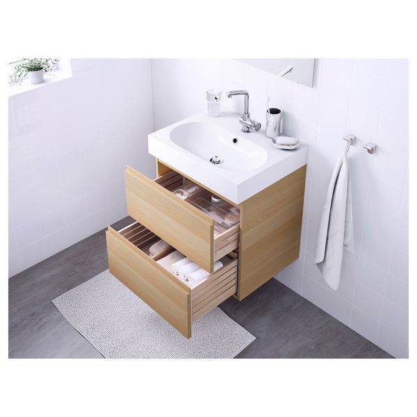 Шкаф для раковины с 2 ящиками ГОДМОРГОН / БРОВИКЕН, под беленый дуб (61x49x68 см) - фото 3