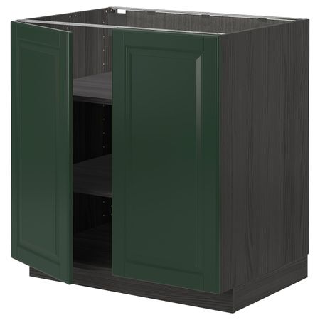Напольный шкаф с полками/2двери, черный/Будбин темно-зеленый 80x60 см IKEA МЕТОД 093.129.50