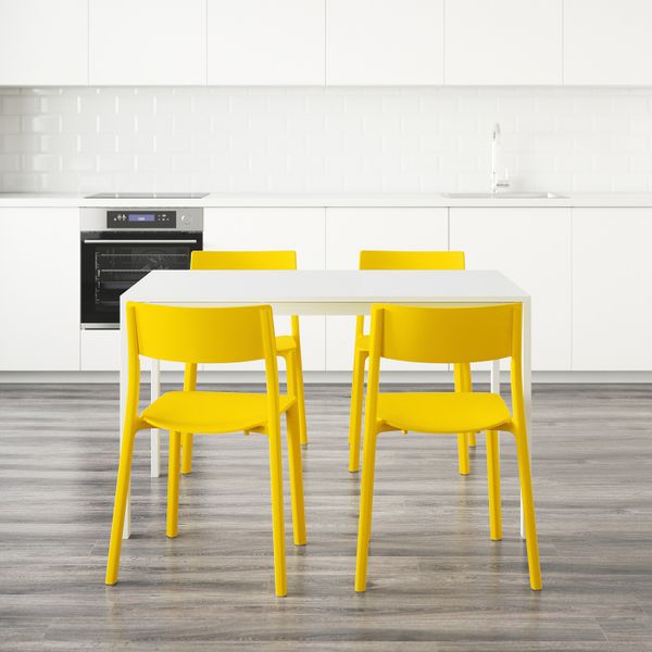 Стол и 4 стула, белый, желтый 125 см IKEA MELLTORP МЕЛЬТОРП / JANINGE ЯН-ИНГЕ 792.299.24 - фото 7