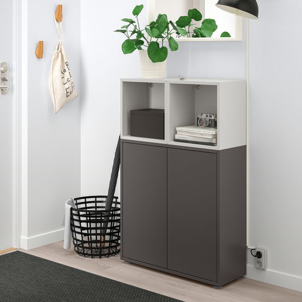 Комбинация шкафов с ножками, темно-серый/светло-серый 70x25x107 см IKEA EKET ЭКЕТ 992.864.90 - фото 2