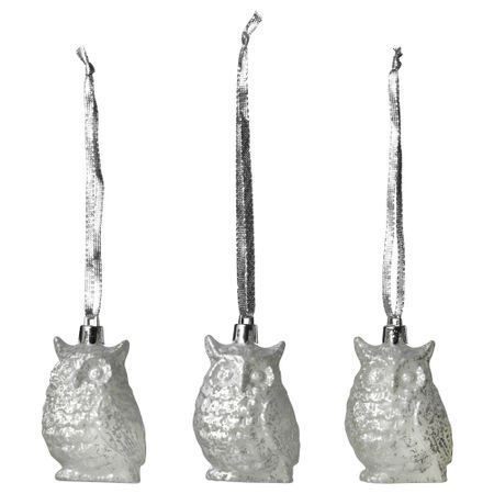Украшение подвесное ВИНТЕР 2016, сова серебристый