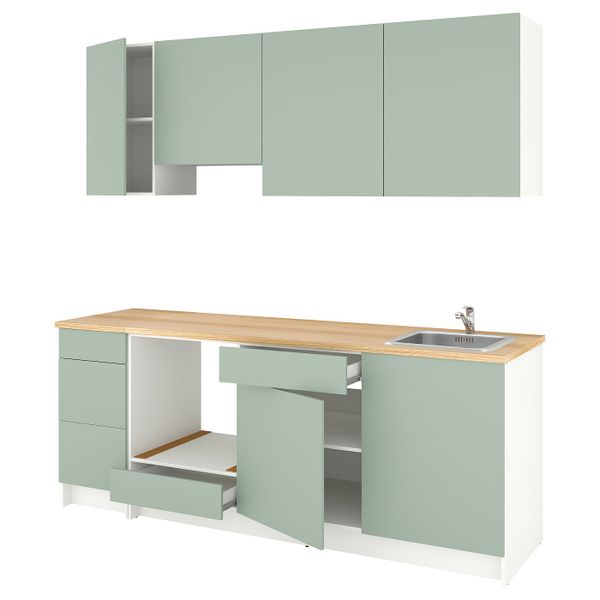 Кухня, серо-зеленый 220x61x220 см IKEA KNOXHULT КНОКСХУЛЬТ 794.143.61 - фото 1